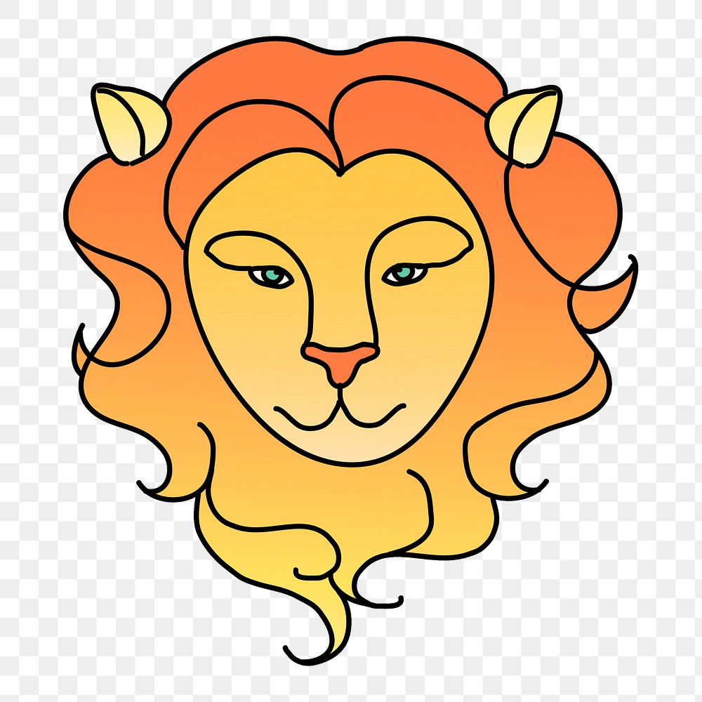 Leo png zodiac, lion animal sticker, transparent background