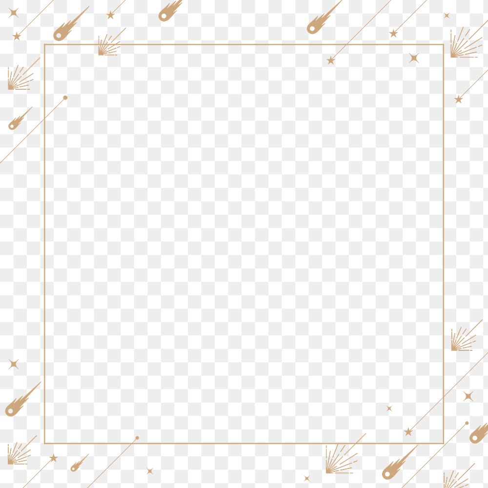 Gold star png frame, simple sky element for planner, transparent background