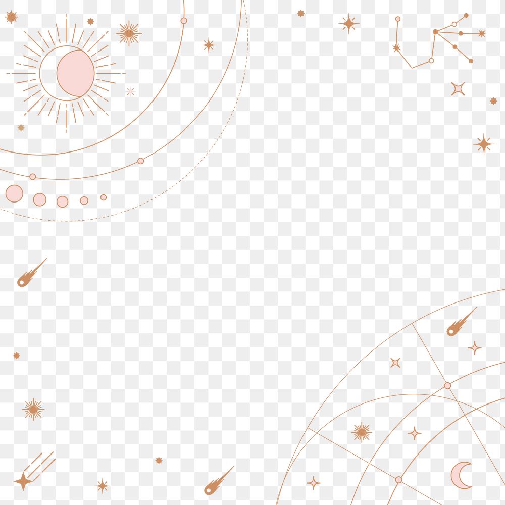 Modern celestial png frame, pastel collage element design, transparent background