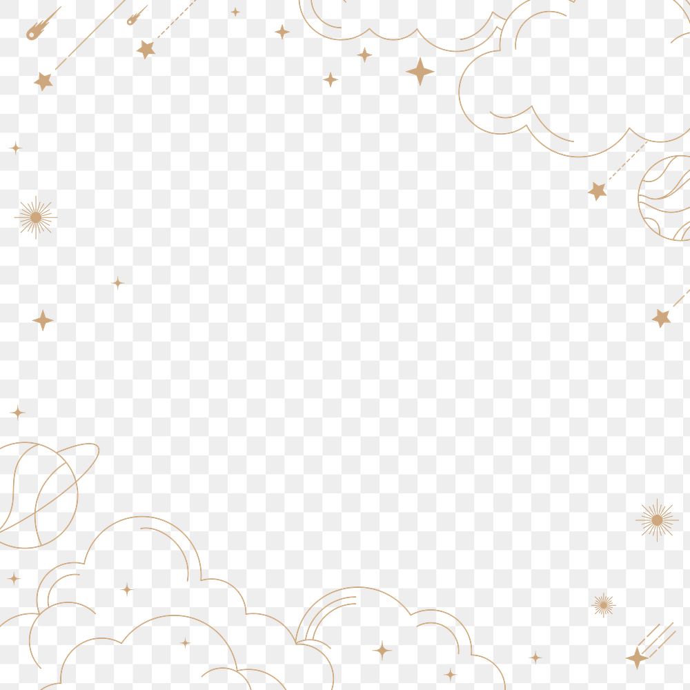 Celestial png frame, aesthetic sky element for planner, transparent background