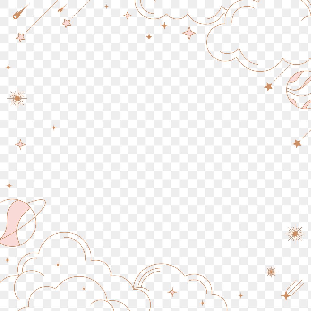 Pastel celestial png frame, simple sky element for planner, transparent background