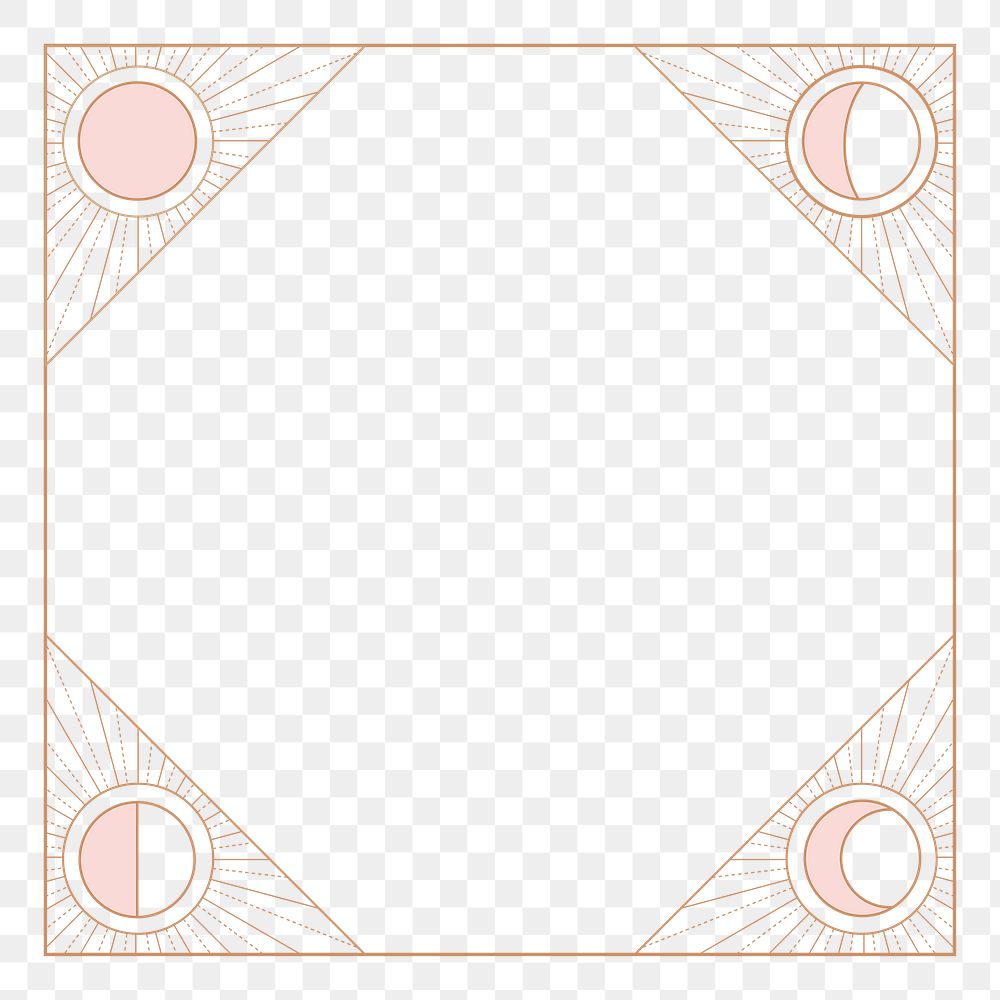 Mystic astronomy png frame, aesthetic line art style for journal diary, transparent background