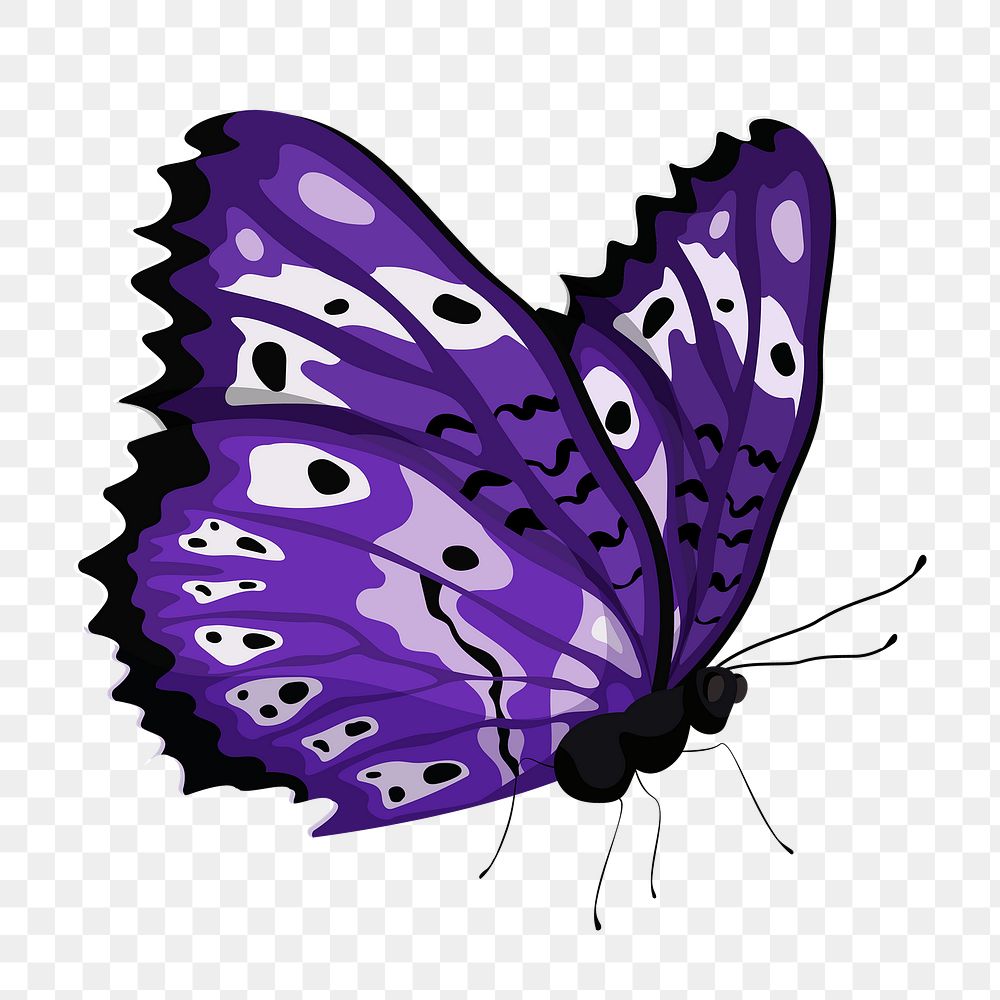 Purple butterfly png sticker, watercolor illustration