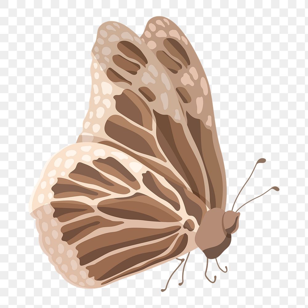Brown butterfly png sticker, watercolor collage element