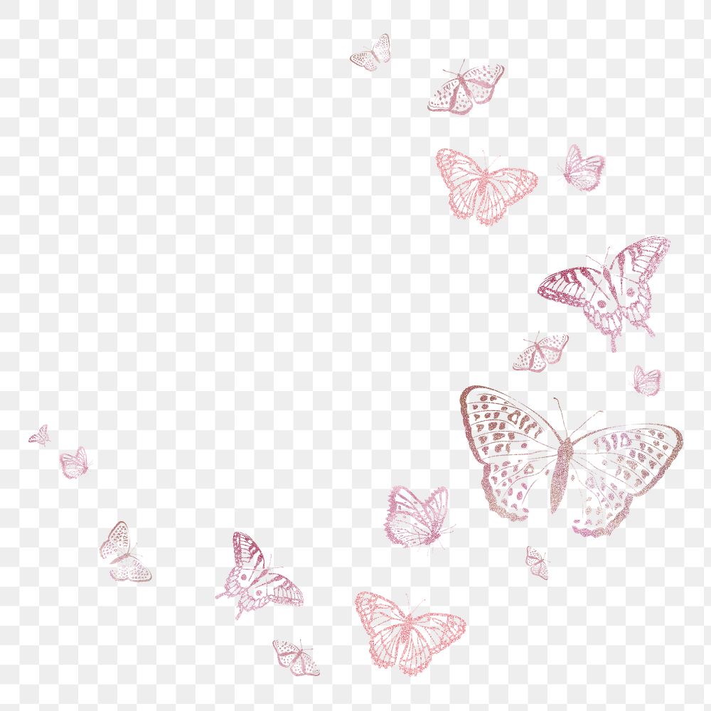 Pink butterfly png border frame, transparent background