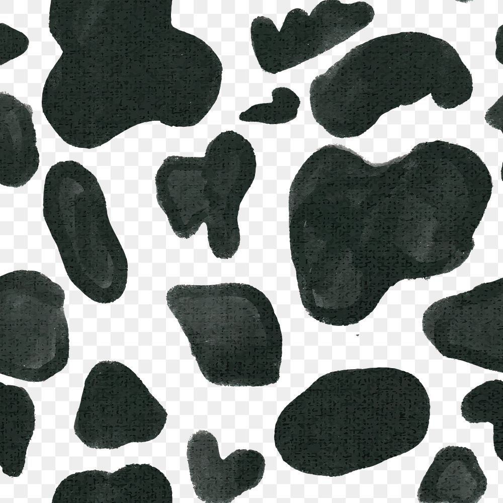 Cow pattern png black design transparent background paint style