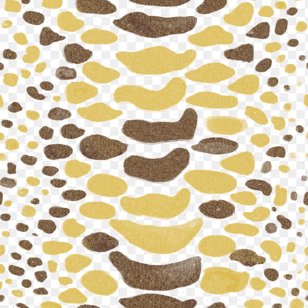 Snake pattern png transparent background yellow & brown seamless design
