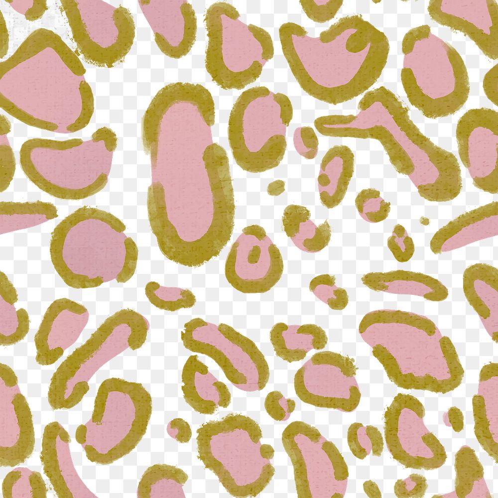 Leopard pattern png transparent background pink paint style seamless design