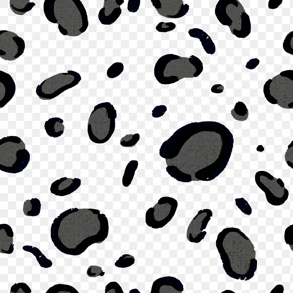 Leopard pattern png transparent background black paint style seamless design