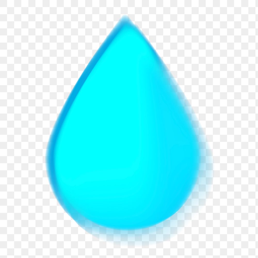 Blue gradient water drop png sticker, transparent background 
