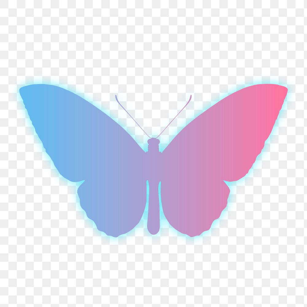 Gradient butterfly png sticker, transparent background 