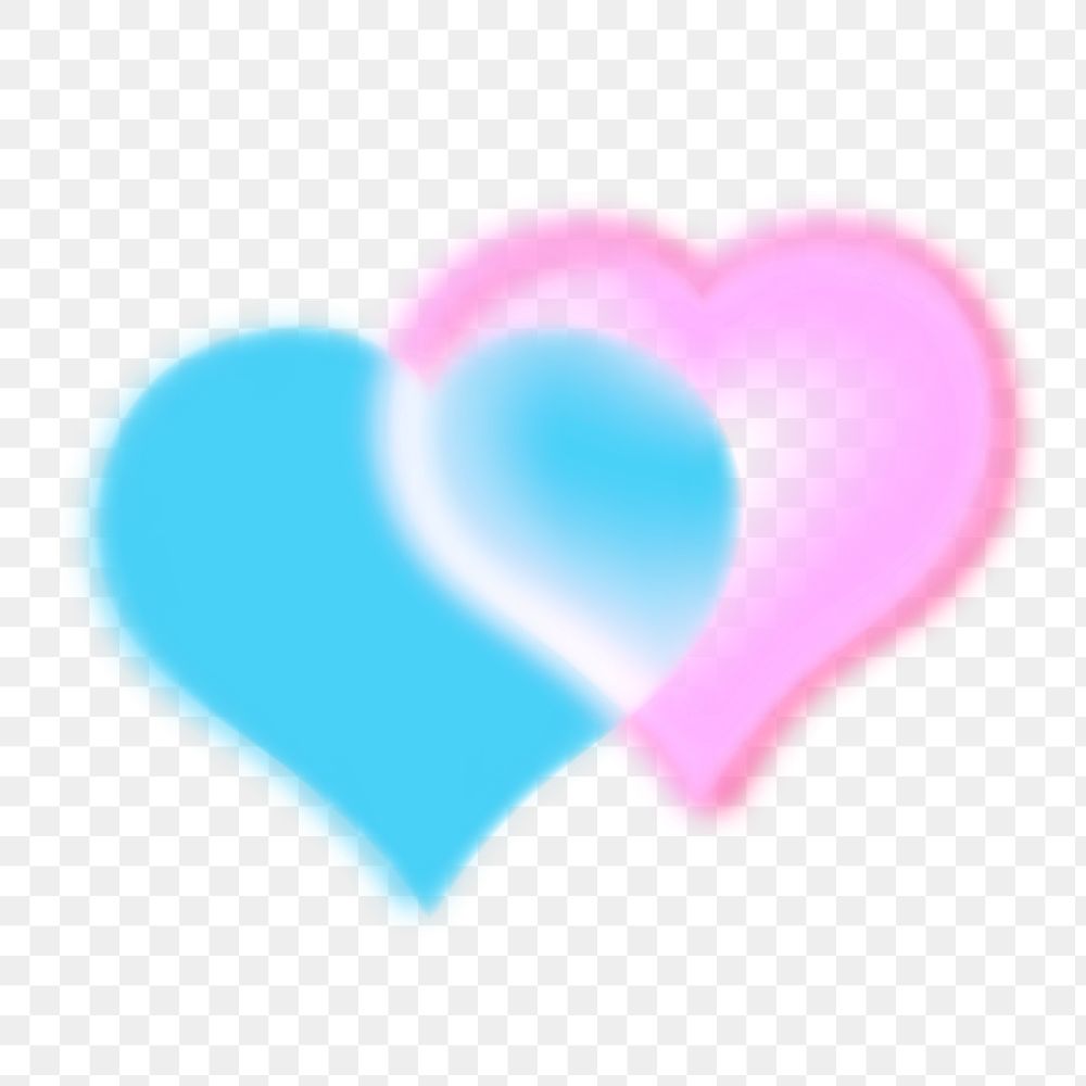 Blue pink gradient heart png sticker, transparent background 