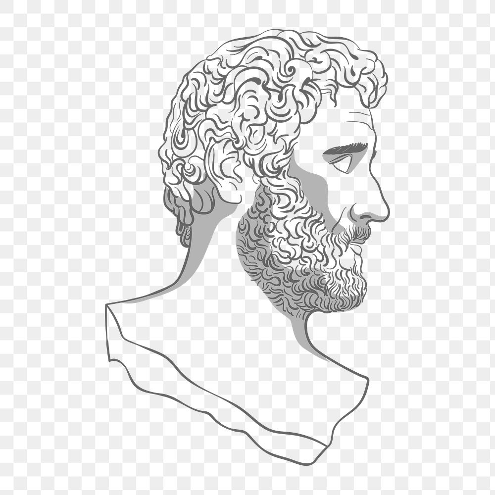 Classical sculpture png sticker, monoline graphic, Antoninus Pius on transparent background