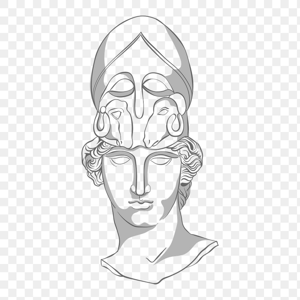 Greek God png sticker, Ares line art drawing