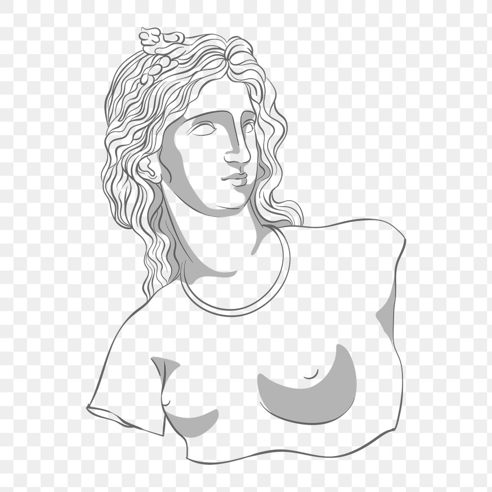 Greek woman png collage element, line art design