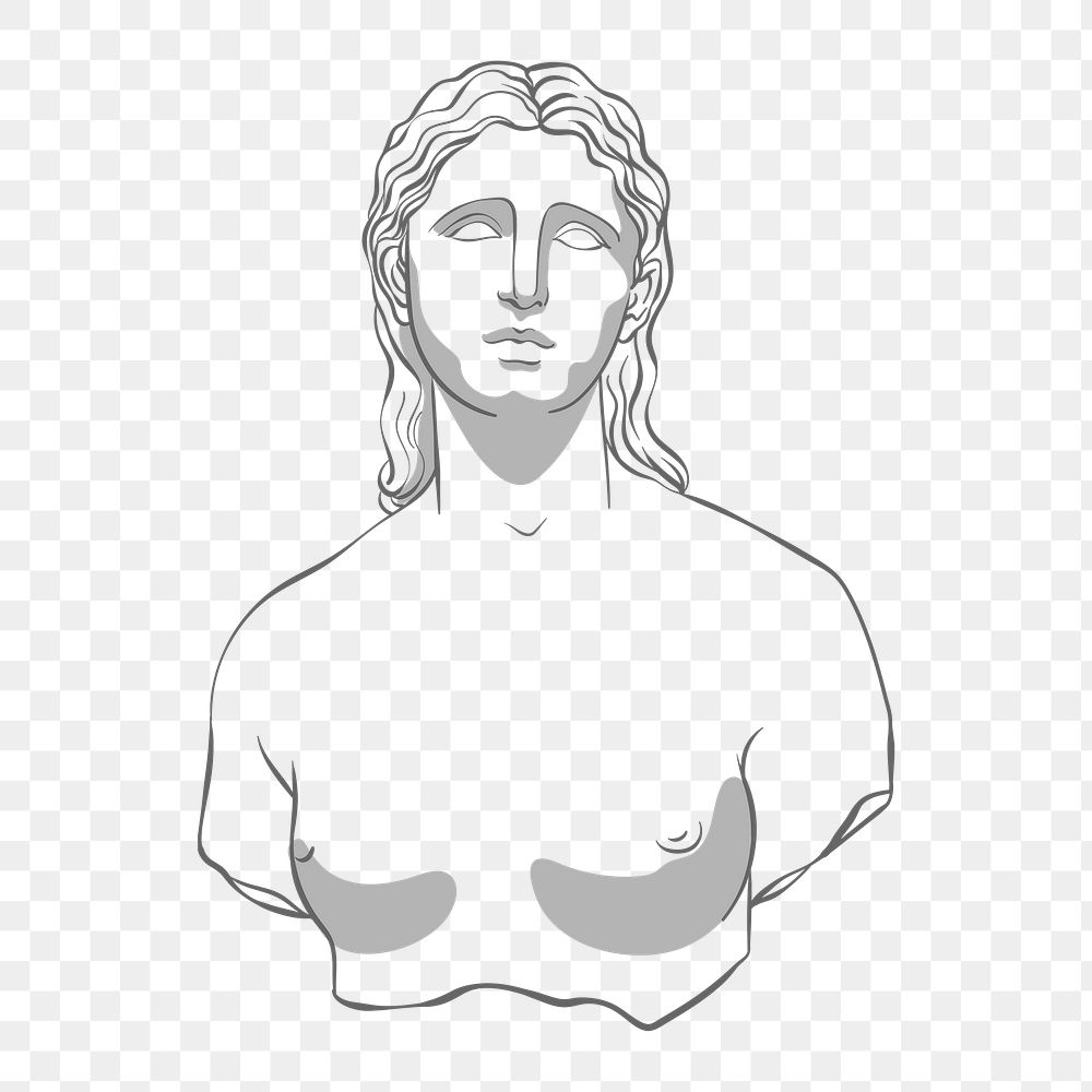 Greek woman png collage element, line art design