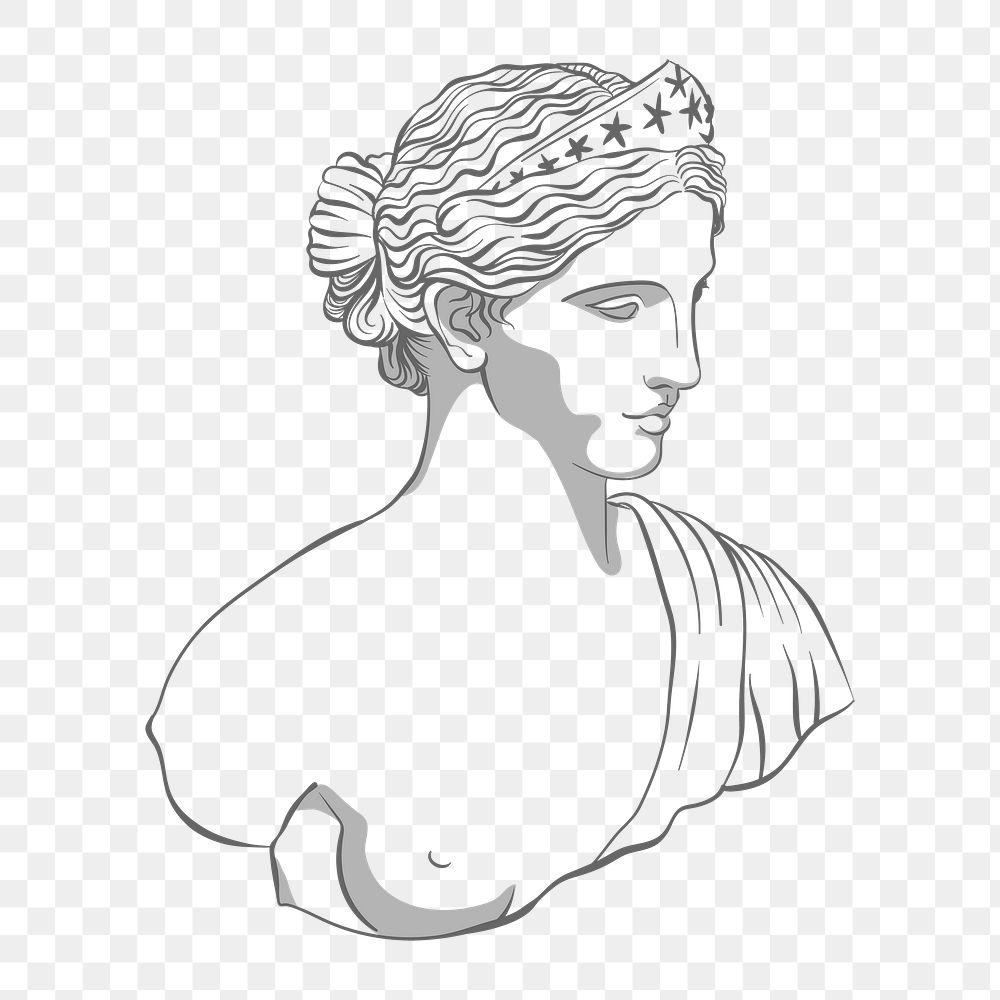 Greek goddess png sticker, Hera line art drawing
