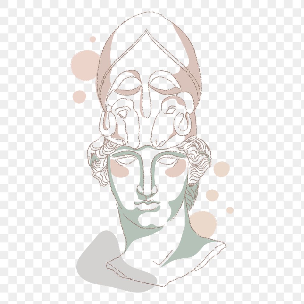 Greek God png sticker, Ares feminine line art drawing