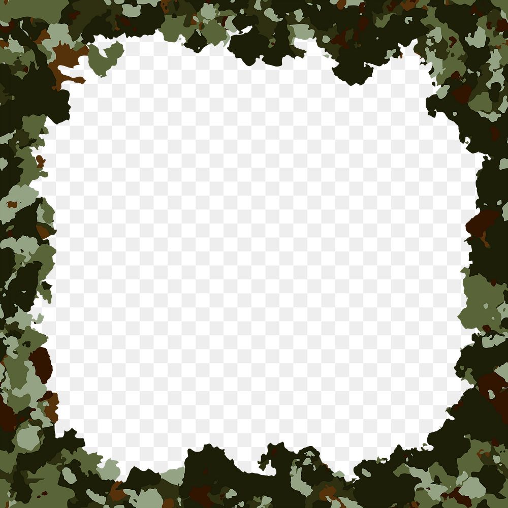 Modern camouflage png frame, aesthetic background, transparent design