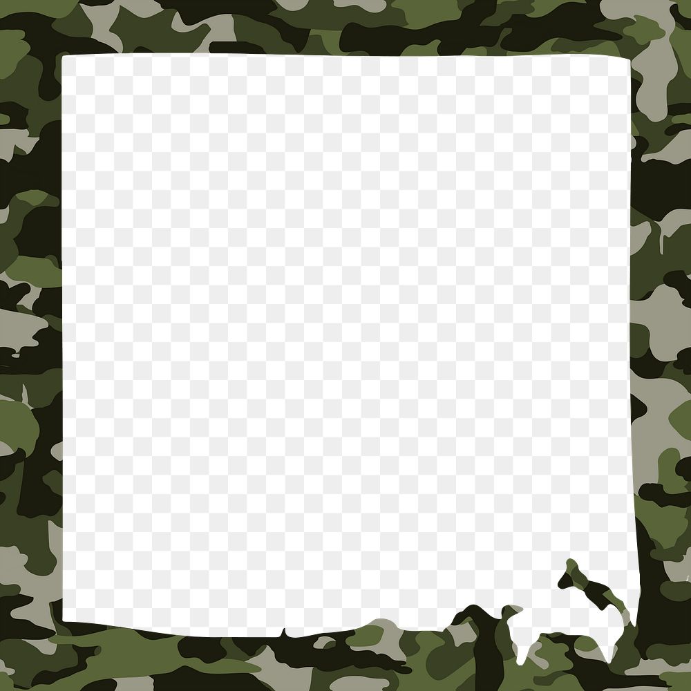 Frame PNG, camo pattern border, transparent army background