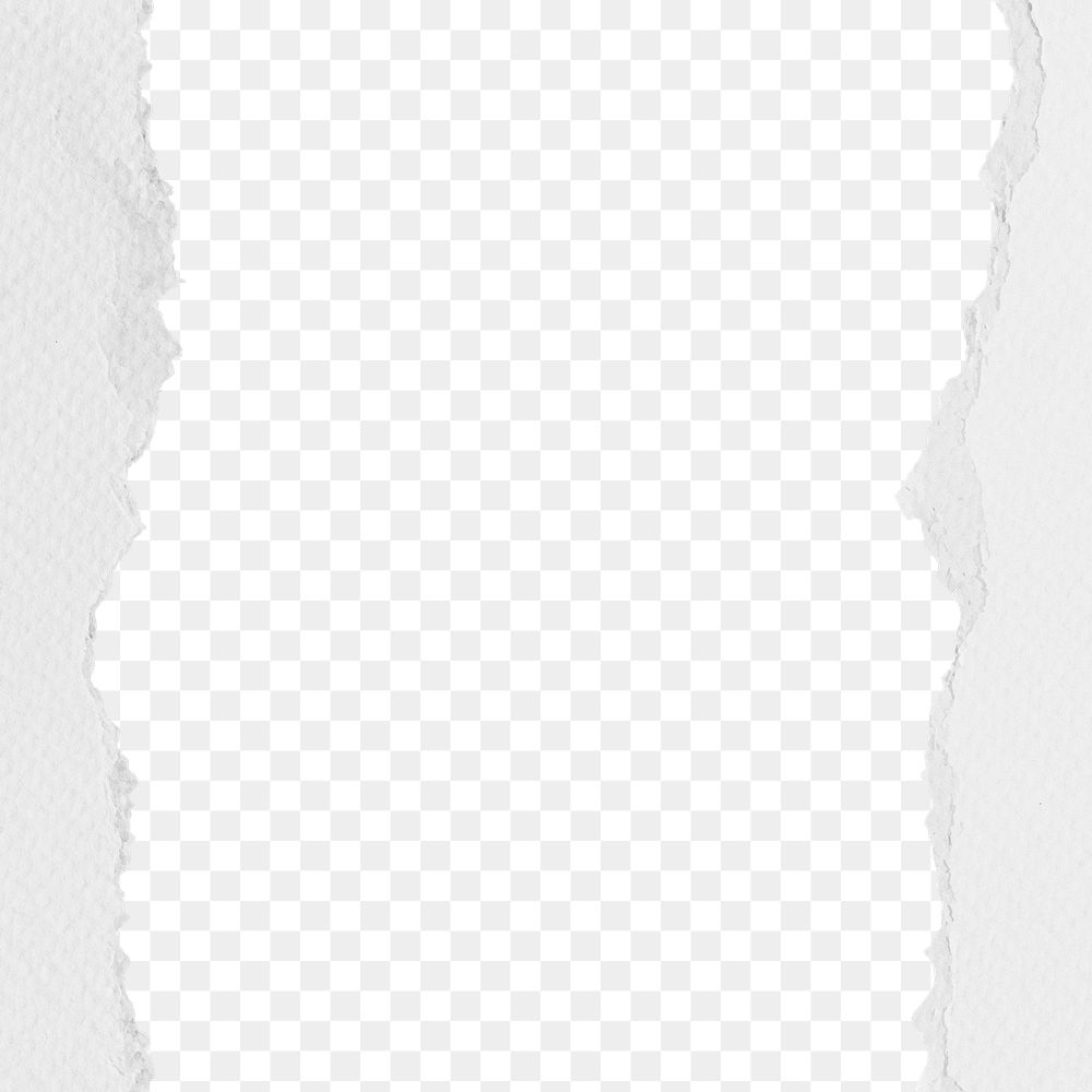 White paper png border, transparent background, ripped texture in pastel