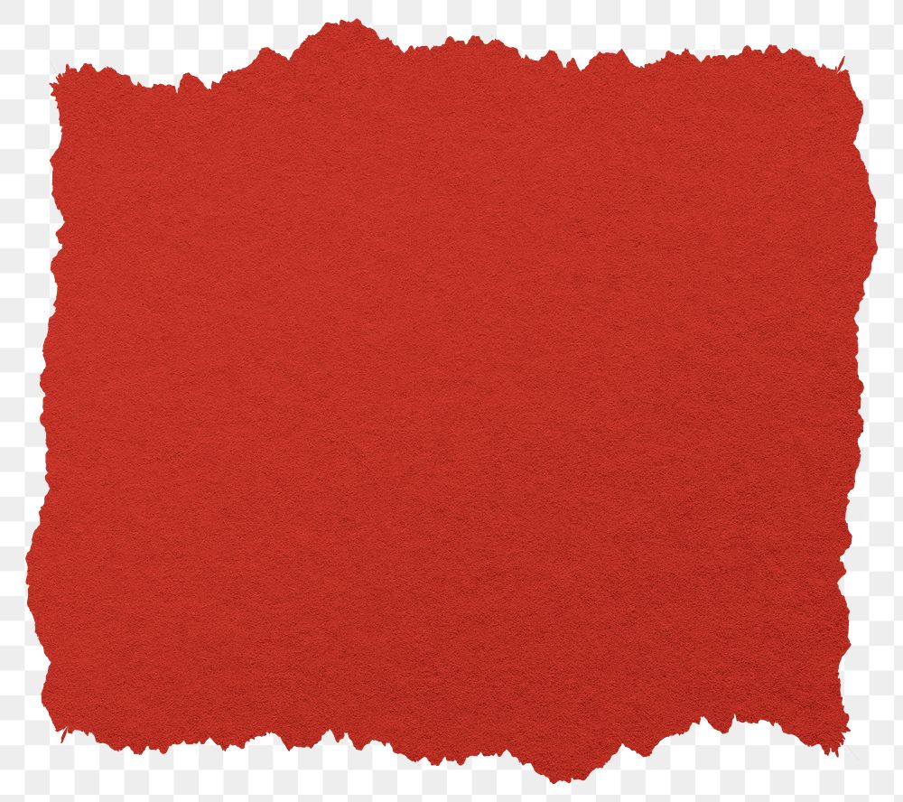 Red paper png sticker, ripped texture on transparent background