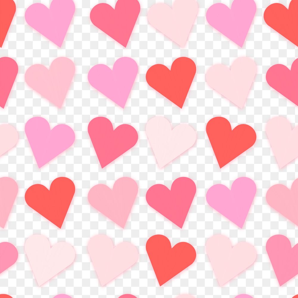 Colorful hearts seamless pattern stickers png, love theme transparent design