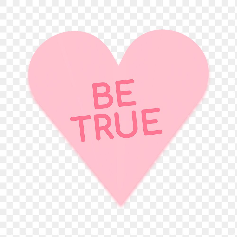 Heart shape stickers png transparent, be true text