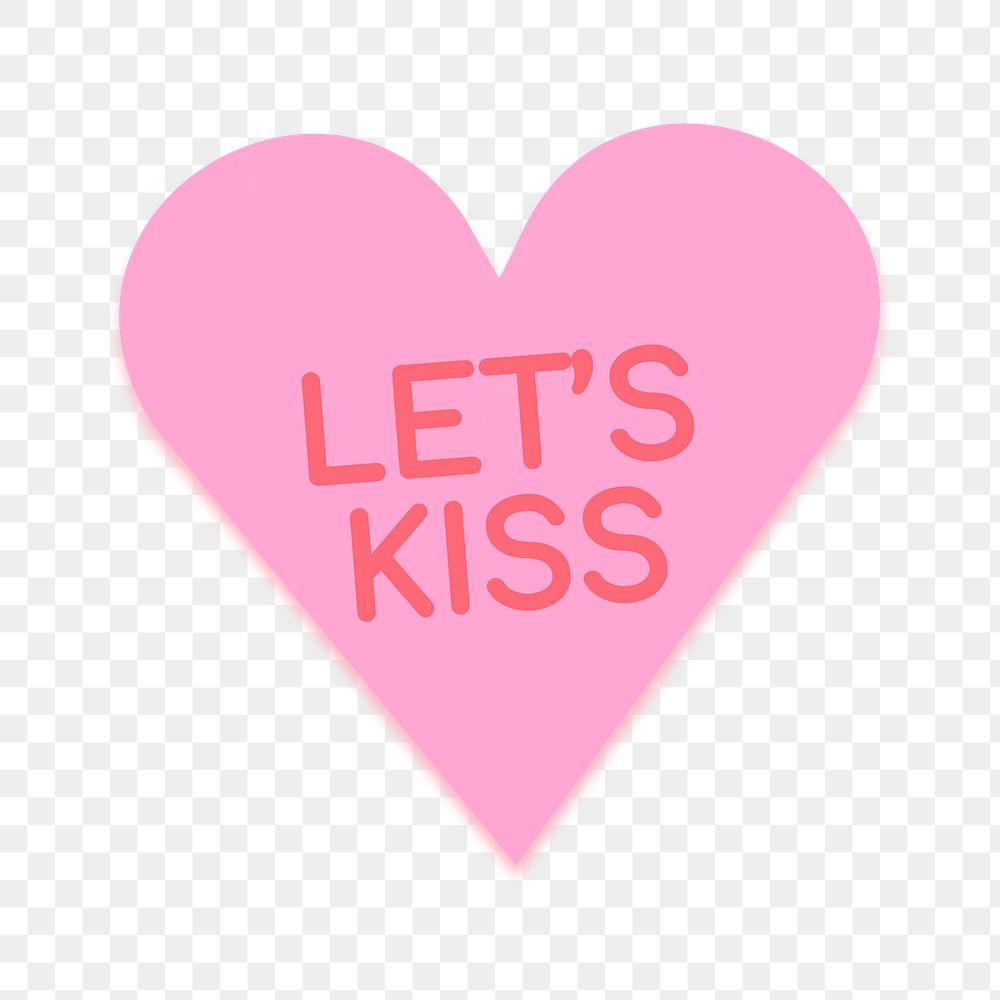 Heart shape stickers png transparent, kiss text