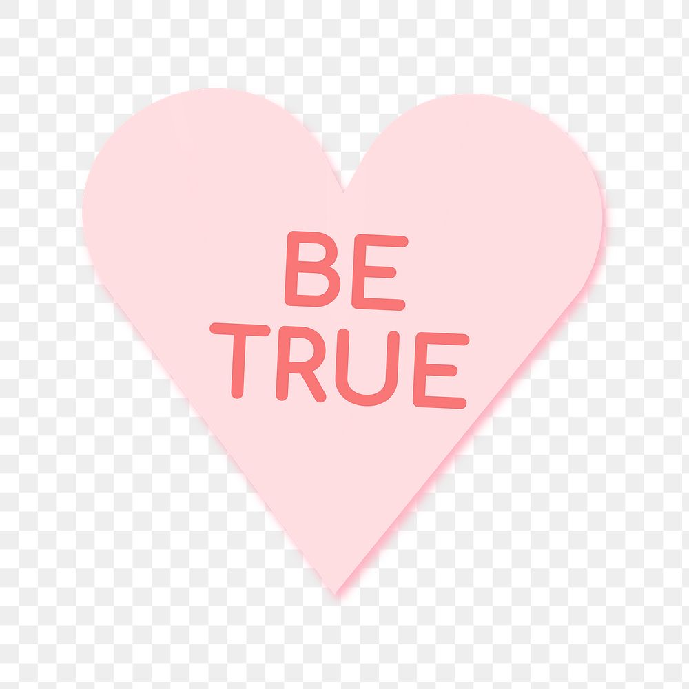Heart shape stickers png transparent, be true text