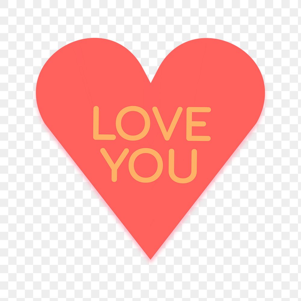 Heart shape stickers png transparent, love you text