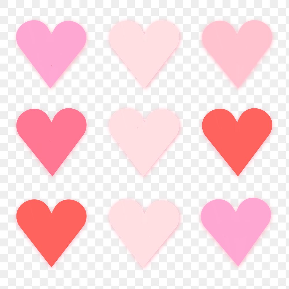 Valentines stickers png heart shape design set