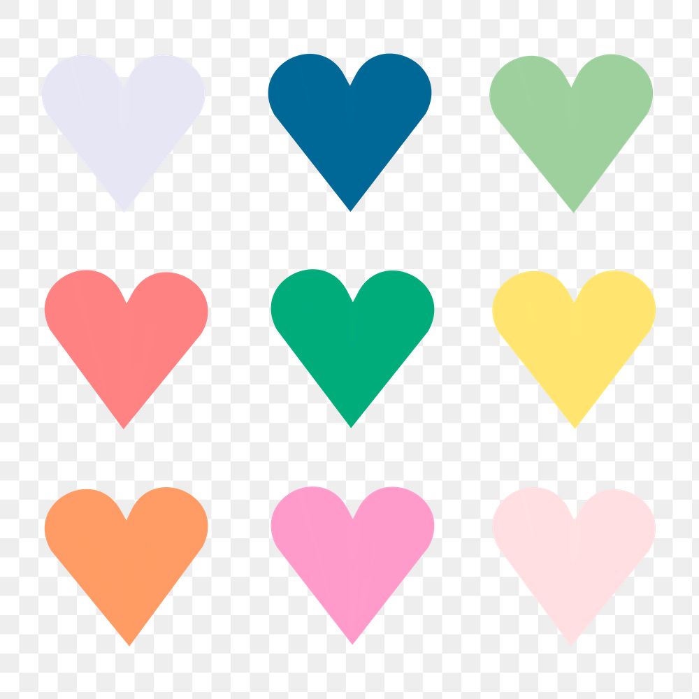 Valentines stickers png heart shape set design