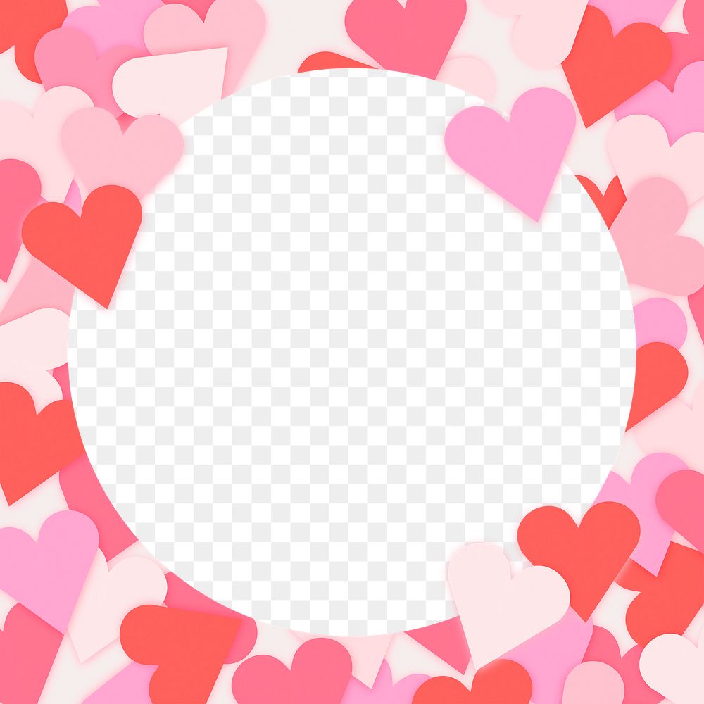 Pink heart png frame, transparent background, cute love design