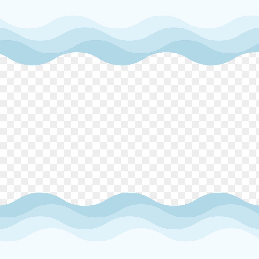 Cute wave border frame png transparent background cartoon style