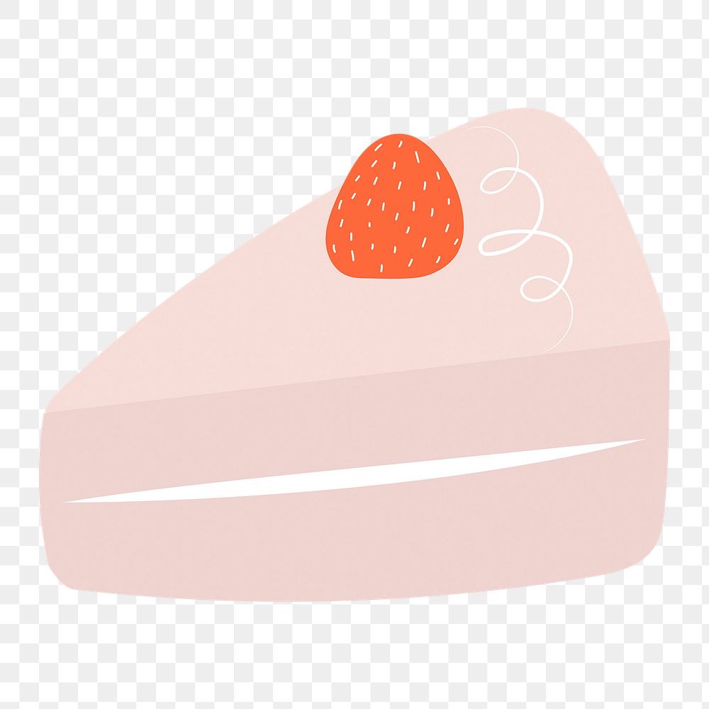 Strawberry cake png, cute cartoon sticker, transparent background