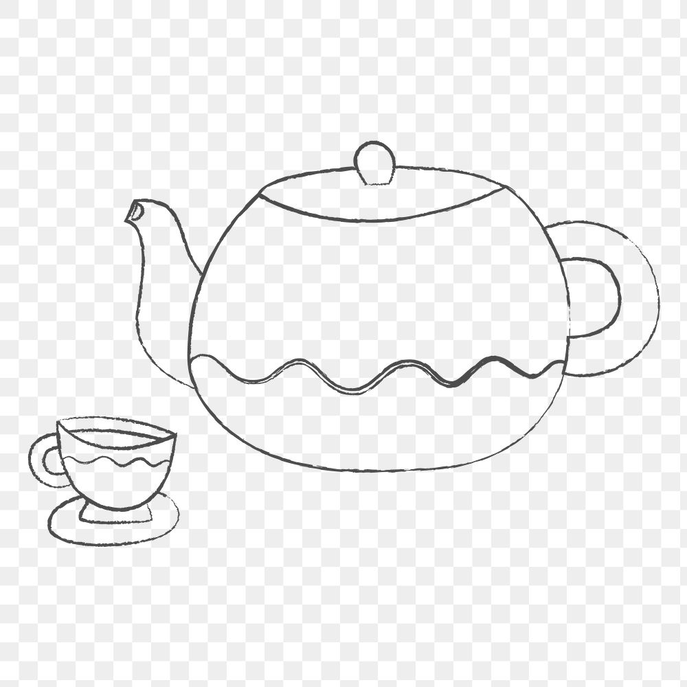 Teapot png, cute doodle sticker, transparent background