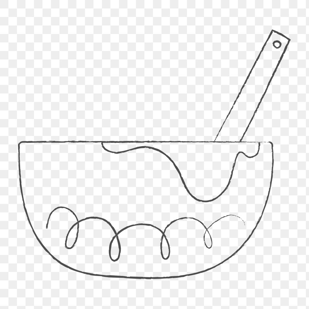 Mixing bowl png, cute doodle sticker, transparent background