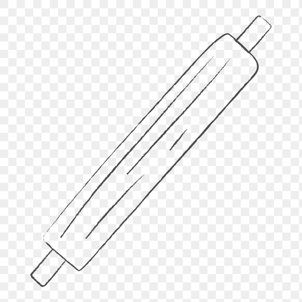 Rolling pin png, cute doodle sticker, transparent background