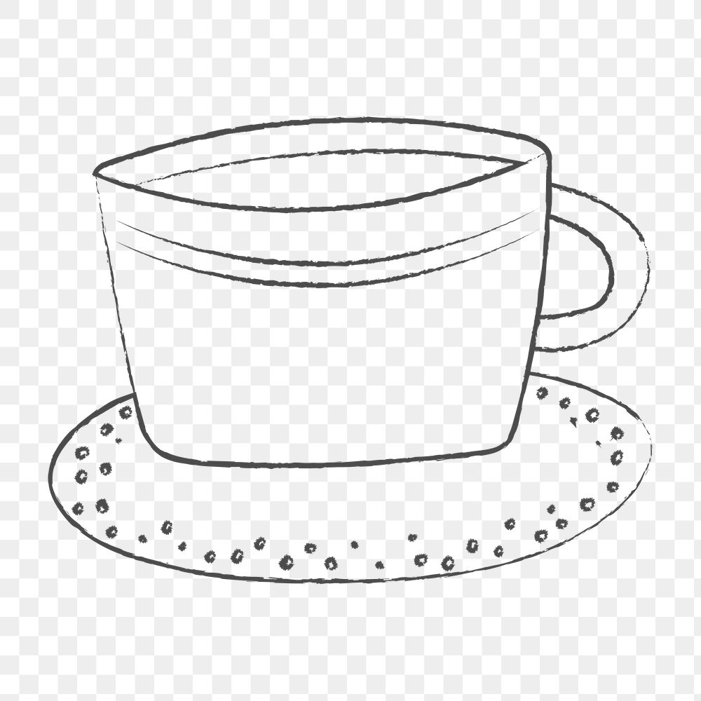 Coffee cup png, cute doodle sticker, transparent background