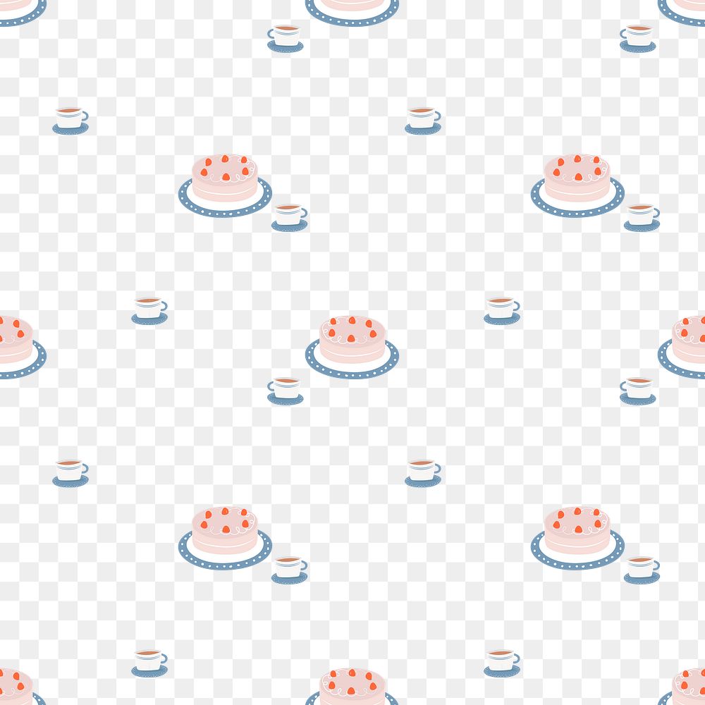 Strawberry cake pattern png transparent background cute seamless design