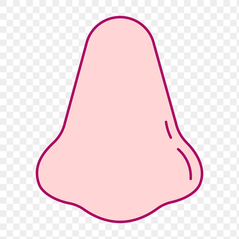 Nose png sticker, pink cartoon design, transparent background