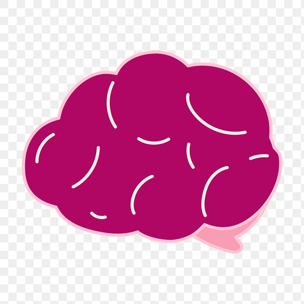 Pink brain png sticker, cute cartoon design, transparent background 