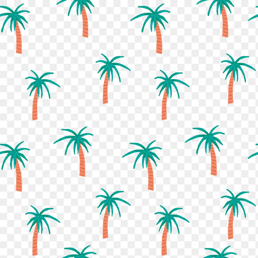 Palm tree png  seamless pattern, transparent background