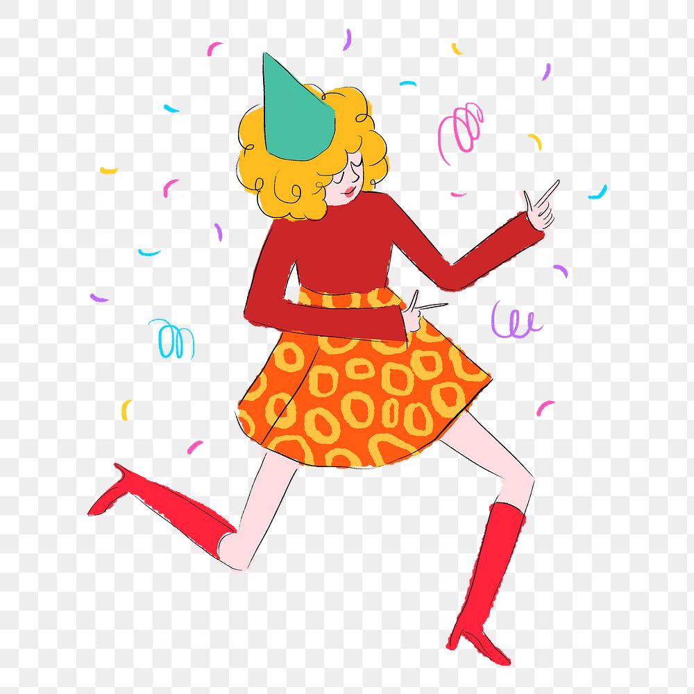 Dancing girl png sticker, drawing illustration, transparent background