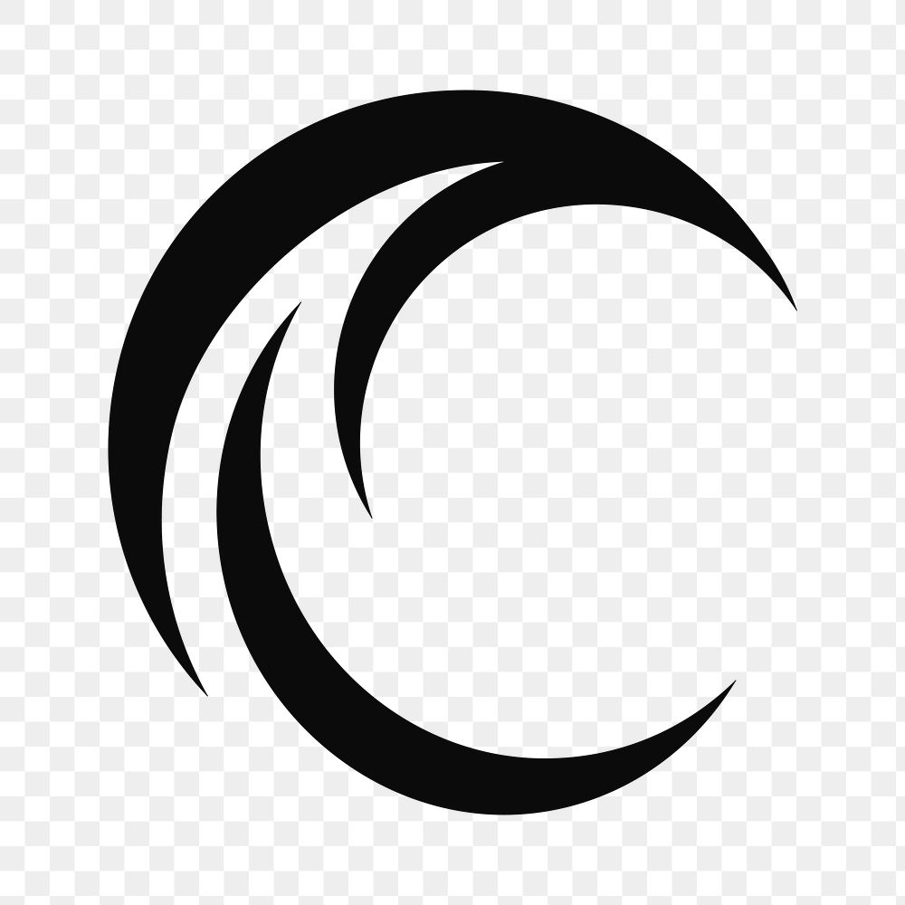 Wave logo png element frame, circle simple flat graphic in black