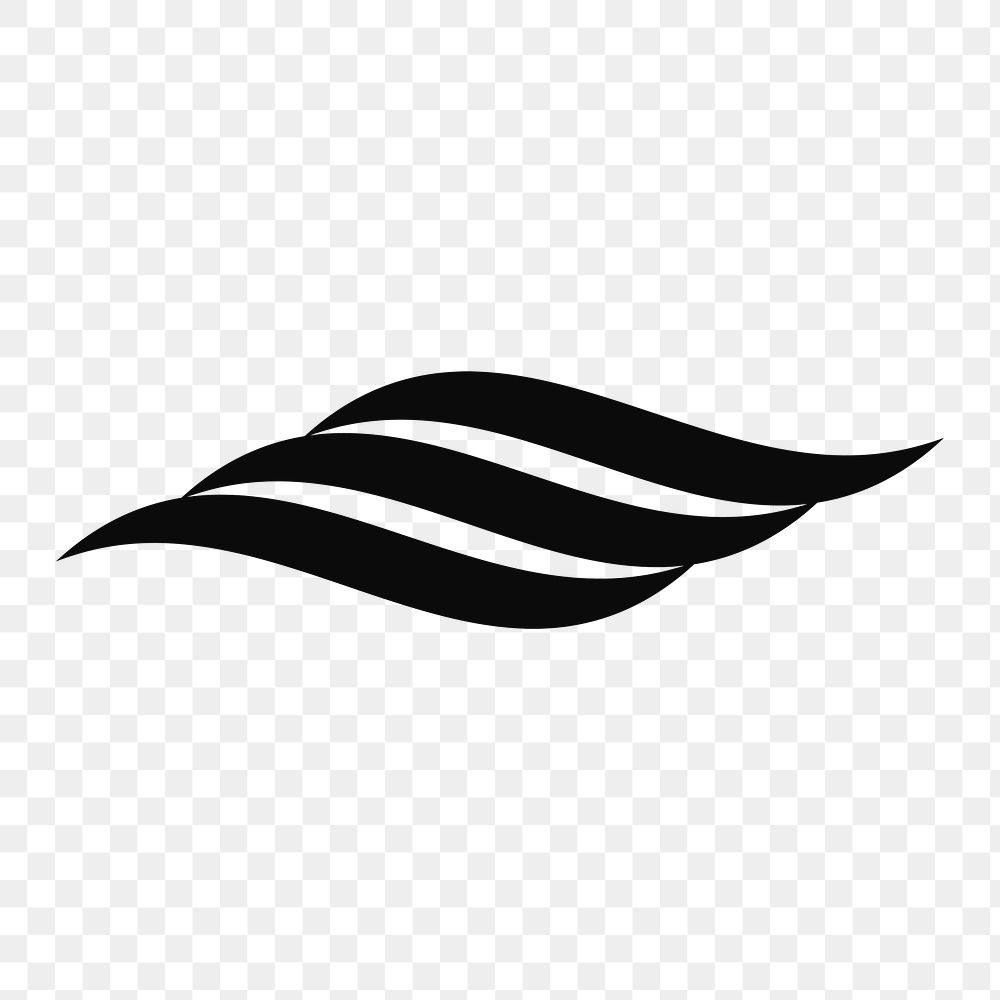 Ocean wave logo png element sticker, flat graphic in black on transparent background