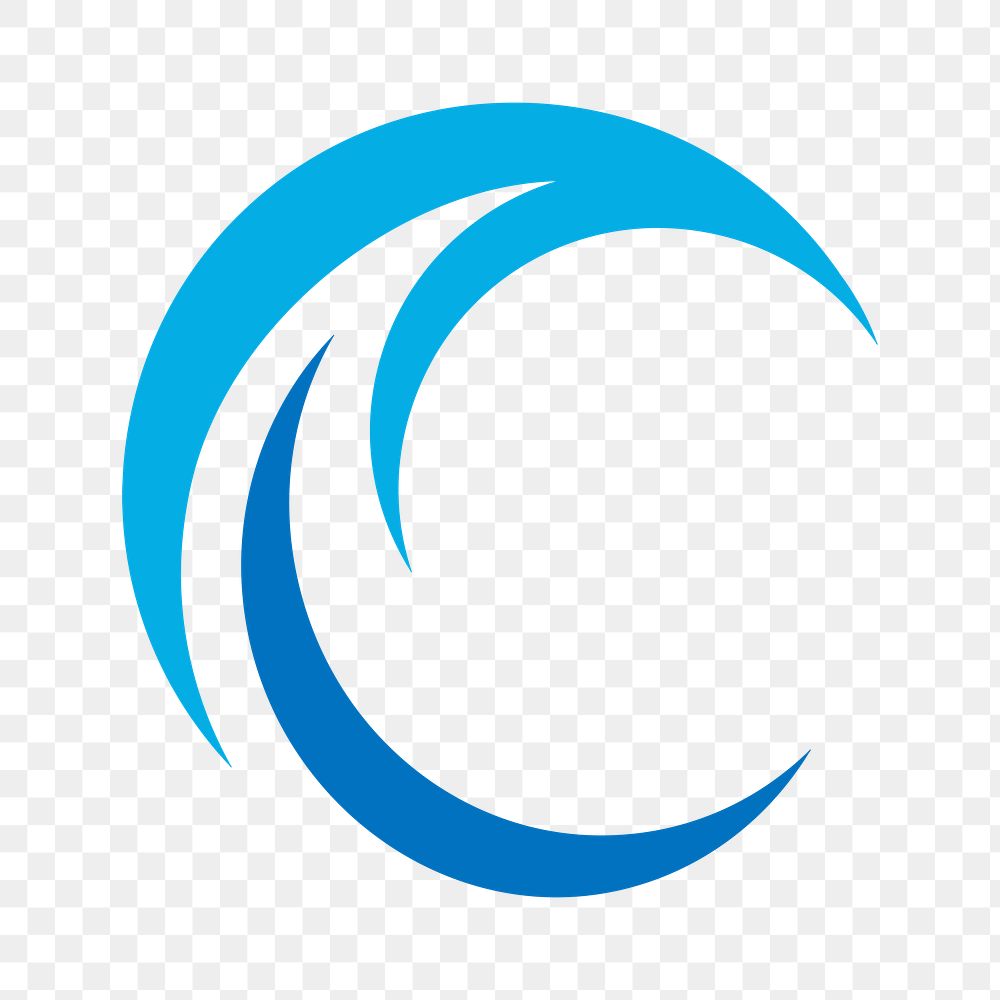 Wave logo png element frame, circle modern flat graphic in blue