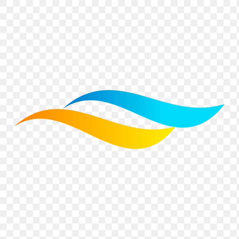Blue wave png logo element clipart, gradient design on transparent background
