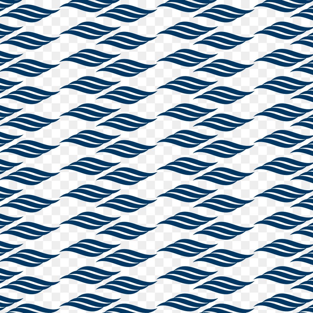 Blue wave png pattern, transparent background, seamless abstract design